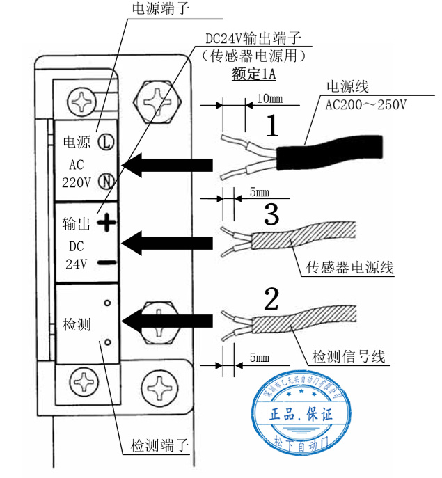 电源线及传感器的连接